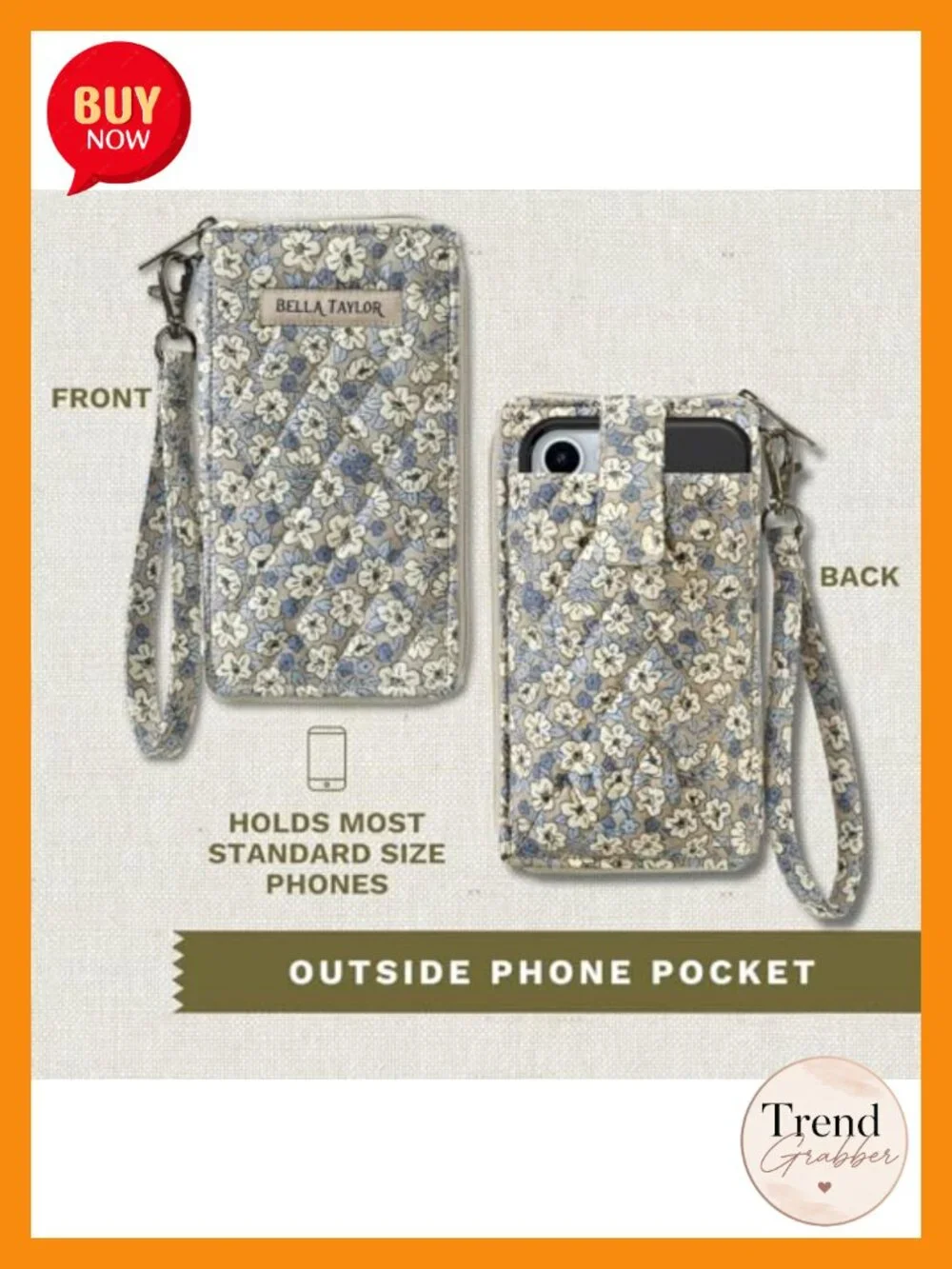 Wristlet Wallet with Phone Pocket and RFID Protection